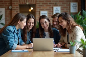 Groupe de professionnels divers en coworking lumineux