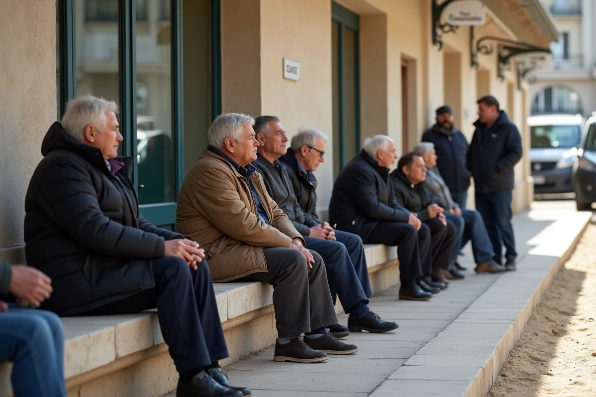 Groupe de résidents réunis devant un bâtiment municipal à Cannes